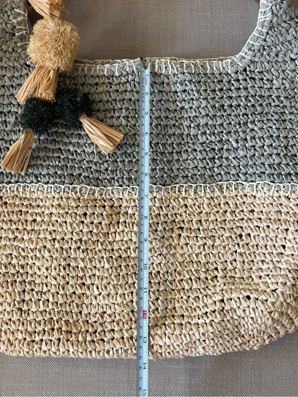 NWOT Sonoma Goods for Life large color-block straw raffia tote shoulder bag